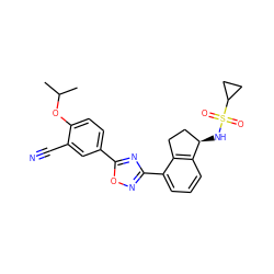 CC(C)Oc1ccc(-c2nc(-c3cccc4c3CC[C@H]4NS(=O)(=O)C3CC3)no2)cc1C#N ZINC000208433060