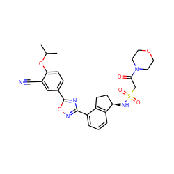 CC(C)Oc1ccc(-c2nc(-c3cccc4c3CC[C@H]4NS(=O)(=O)CC(=O)N3CCOCC3)no2)cc1C#N ZINC000202708704