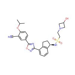 CC(C)Oc1ccc(-c2nc(-c3cccc4c3CC[C@H]4NS(=O)(=O)CCN3CC(O)C3)no2)cc1C#N ZINC000214823824