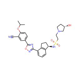 CC(C)Oc1ccc(-c2nc(-c3cccc4c3CC[C@H]4NS(=O)(=O)CCN3CC[C@H](O)C3)no2)cc1C#N ZINC000208438124