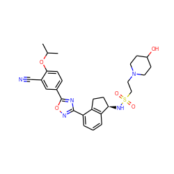 CC(C)Oc1ccc(-c2nc(-c3cccc4c3CC[C@H]4NS(=O)(=O)CCN3CCC(O)CC3)no2)cc1C#N ZINC000214825585