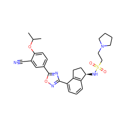 CC(C)Oc1ccc(-c2nc(-c3cccc4c3CC[C@H]4NS(=O)(=O)CCN3CCCC3)no2)cc1C#N ZINC000202713878