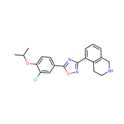 CC(C)Oc1ccc(-c2nc(-c3cccc4c3CCNC4)no2)cc1Cl ZINC000139527279