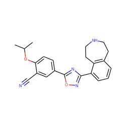 CC(C)Oc1ccc(-c2nc(-c3cccc4c3CCNCC4)no2)cc1C#N ZINC000118088590