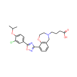 CC(C)Oc1ccc(-c2nc(-c3cccc4c3OCCN(CCCC(=O)O)C4)no2)cc1Cl ZINC000139988801