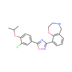 CC(C)Oc1ccc(-c2nc(-c3cccc4c3OCCNC4)no2)cc1Cl ZINC000139988502