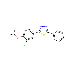 CC(C)Oc1ccc(-c2nnc(-c3ccccc3)s2)cc1Cl ZINC000653701728