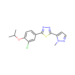 CC(C)Oc1ccc(-c2nnc(-c3ccnn3C)s2)cc1Cl ZINC000653709136