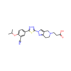 CC(C)Oc1ccc(-c2nnc(-n3cc4c(n3)CCN(CCC(=O)O)C4)s2)cc1C#N ZINC000068247802