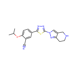 CC(C)Oc1ccc(-c2nnc(-n3cc4c(n3)CCNC4)s2)cc1C#N ZINC000118093570