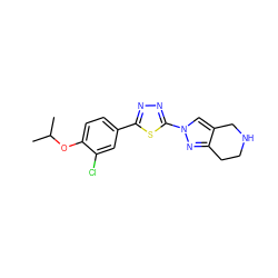 CC(C)Oc1ccc(-c2nnc(-n3cc4c(n3)CCNC4)s2)cc1Cl ZINC000118090437