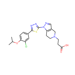 CC(C)Oc1ccc(-c2nnc(-n3ncc4c3CCN(CCC(=O)O)C4)s2)cc1Cl ZINC000118091236