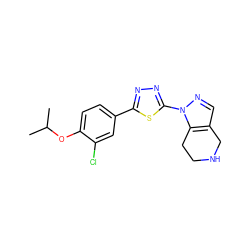 CC(C)Oc1ccc(-c2nnc(-n3ncc4c3CCNC4)s2)cc1Cl ZINC000118088901