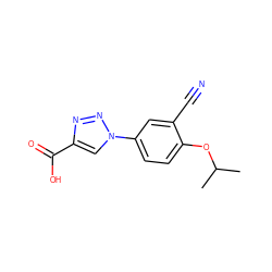 CC(C)Oc1ccc(-n2cc(C(=O)O)nn2)cc1C#N ZINC001772655327