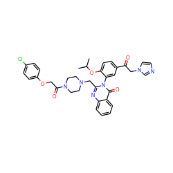 CC(C)Oc1ccc(C(=O)Cn2ccnc2)cc1-n1c(CN2CCN(C(=O)COc3ccc(Cl)cc3)CC2)nc2ccccc2c1=O ZINC000473151524