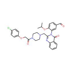 CC(C)Oc1ccc(C=O)cc1-n1c(CN2CCN(C(=O)COc3ccc(Cl)cc3)CC2)nc2ccccc2c1=O ZINC000206921228