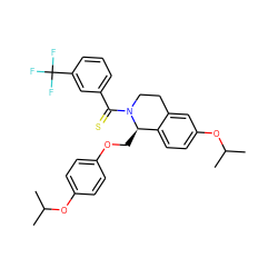 CC(C)Oc1ccc(OC[C@@H]2c3ccc(OC(C)C)cc3CCN2C(=S)c2cccc(C(F)(F)F)c2)cc1 ZINC001772598840