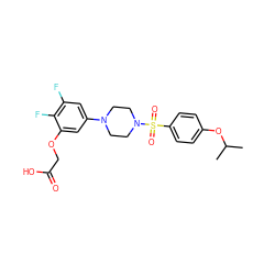 CC(C)Oc1ccc(S(=O)(=O)N2CCN(c3cc(F)c(F)c(OCC(=O)O)c3)CC2)cc1 ZINC000034875821