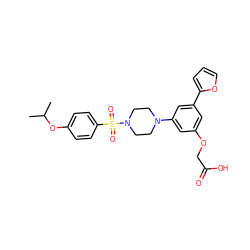 CC(C)Oc1ccc(S(=O)(=O)N2CCN(c3cc(OCC(=O)O)cc(-c4ccco4)c3)CC2)cc1 ZINC001772612775