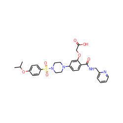 CC(C)Oc1ccc(S(=O)(=O)N2CCN(c3ccc(C(=O)NCc4ccccn4)c(OCC(=O)O)c3)CC2)cc1 ZINC001772618877