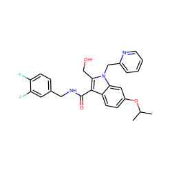 CC(C)Oc1ccc2c(C(=O)NCc3ccc(F)c(F)c3)c(CO)n(Cc3ccccn3)c2c1 ZINC000096172130