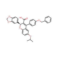 CC(C)Oc1ccc2c(c1)C(c1ccc(OCc3ccccc3)cc1)=C(C(=O)O)[C@H](c1ccc3c(c1)OCO3)O2 ZINC000026174616