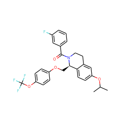 CC(C)Oc1ccc2c(c1)CCN(C(=O)c1cccc(F)c1)[C@@H]2COc1ccc(OC(F)(F)F)cc1 ZINC001772589281