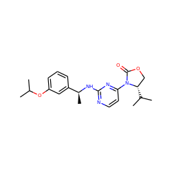 CC(C)Oc1cccc([C@H](C)Nc2nccc(N3C(=O)OC[C@@H]3C(C)C)n2)c1 ZINC000221308034