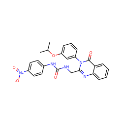 CC(C)Oc1cccc(-n2c(CNC(=O)Nc3ccc([N+](=O)[O-])cc3)nc3ccccc3c2=O)c1 ZINC000027894691