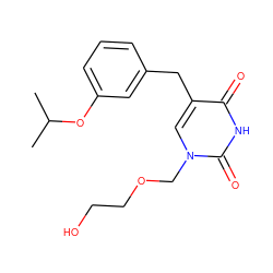 CC(C)Oc1cccc(Cc2cn(COCCO)c(=O)[nH]c2=O)c1 ZINC000013743502