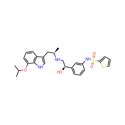 CC(C)Oc1cccc2c(C[C@@H](C)NC[C@H](O)c3cccc(NS(=O)(=O)c4cccs4)c3)c[nH]c12 ZINC000028459510