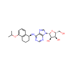 CC(C)Oc1cccc2c1CCC[C@@H]2Nc1ncnc2c1ncn2[C@@H]1O[C@H](CO)[C@@H](O)[C@H]1O ZINC000013649532