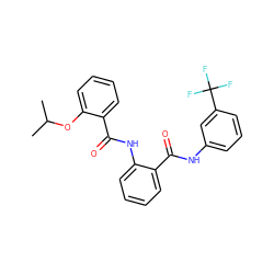 CC(C)Oc1ccccc1C(=O)Nc1ccccc1C(=O)Nc1cccc(C(F)(F)F)c1 ZINC000199853506