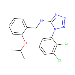 CC(C)Oc1ccccc1CNc1nnnn1-c1cccc(Cl)c1Cl ZINC000071341151