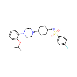 CC(C)Oc1ccccc1N1CCN([C@H]2CC[C@@H](NS(=O)(=O)c3ccc(F)cc3)CC2)CC1 ZINC000101094375