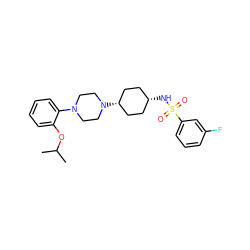 CC(C)Oc1ccccc1N1CCN([C@H]2CC[C@@H](NS(=O)(=O)c3cccc(F)c3)CC2)CC1 ZINC000101093073