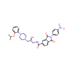 CC(C)Oc1ccccc1N1CCN(C[C@@H](O)CNC(=O)c2ccc3c(c2)C(=O)N(c2ccc([N+](=O)[O-])cc2)C3=O)CC1 ZINC000026275061