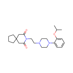 CC(C)Oc1ccccc1N1CCN(CCN2C(=O)CC3(CCCC3)CC2=O)CC1 ZINC000013560113