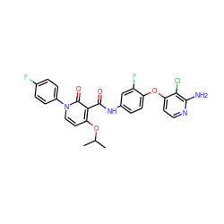 CC(C)Oc1ccn(-c2ccc(F)cc2)c(=O)c1C(=O)Nc1ccc(Oc2ccnc(N)c2Cl)c(F)c1 ZINC000044387982