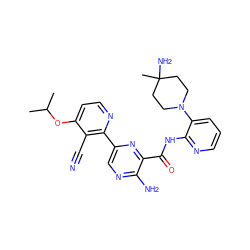 CC(C)Oc1ccnc(-c2cnc(N)c(C(=O)Nc3ncccc3N3CCC(C)(N)CC3)n2)c1C#N ZINC001772573288