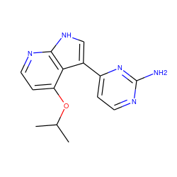 CC(C)Oc1ccnc2[nH]cc(-c3ccnc(N)n3)c12 ZINC000029135117