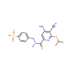 CC(C)Oc1nc(C(=O)N(C)Cc2ccc(S(C)(=O)=O)cc2)cc(N)c1C#N ZINC000028888111