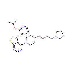 CC(C)Oc1ncccc1-c1csc2ncnc(N3CCC(COCCN4CCCC4)CC3)c12 ZINC000146465648