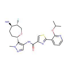 CC(C)Oc1ncccc1-c1nc(C(=O)Nc2cnn(C)c2[C@@H]2CC[C@@H](N)[C@H](F)CO2)cs1 ZINC000221396399