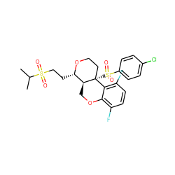 CC(C)S(=O)(=O)CC[C@@H]1OCC[C@@]2(S(=O)(=O)c3ccc(Cl)cc3)c3c(F)ccc(F)c3OC[C@@H]12 ZINC000095574925