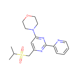 CC(C)S(=O)(=O)Cc1cc(N2CCOCC2)nc(-c2ccccn2)n1 ZINC000084756933