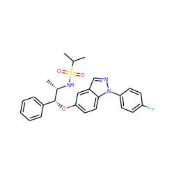 CC(C)S(=O)(=O)N[C@@H](C)[C@H](Oc1ccc2c(cnn2-c2ccc(F)cc2)c1)c1ccccc1 ZINC000113776531