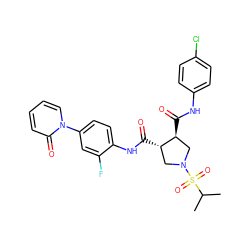 CC(C)S(=O)(=O)N1C[C@H](C(=O)Nc2ccc(Cl)cc2)[C@@H](C(=O)Nc2ccc(-n3ccccc3=O)cc2F)C1 ZINC000058660987