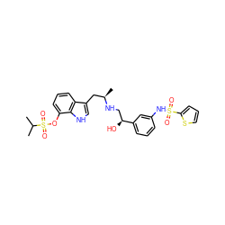 CC(C)S(=O)(=O)Oc1cccc2c(C[C@@H](C)NC[C@H](O)c3cccc(NS(=O)(=O)c4cccs4)c3)c[nH]c12 ZINC000028457410