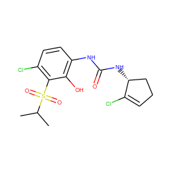 CC(C)S(=O)(=O)c1c(Cl)ccc(NC(=O)N[C@@H]2CCC=C2Cl)c1O ZINC001772589400